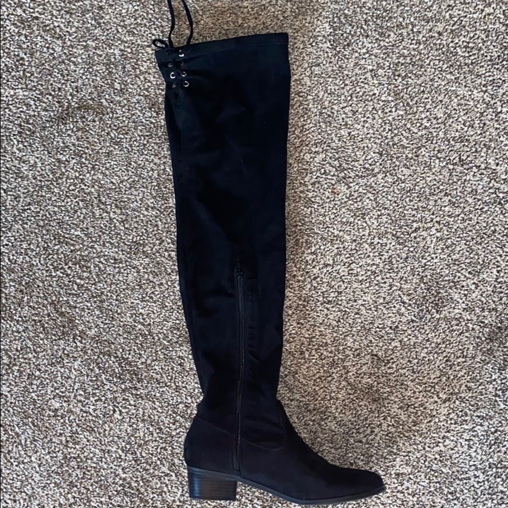 Size 9 Black suede above the knee boots